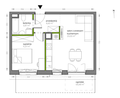 Mieszkanie, 42,86 m², 2 pokoje, parter, oferta nr G/050