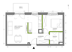 Mieszkanie, 44,32 m², 2 pokoje, 1 piętro, oferta nr G/085