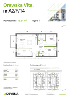 Mieszkanie, 75,64 m², 4 pokoje, 2 piętro, oferta nr A2/F/14