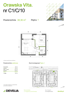 Mieszkanie, 38,36 m², 2 pokoje, 1 piętro, oferta nr C1/C/10