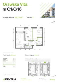 Mieszkanie, 55,72 m², 3 pokoje, 2 piętro, oferta nr C1/C/16