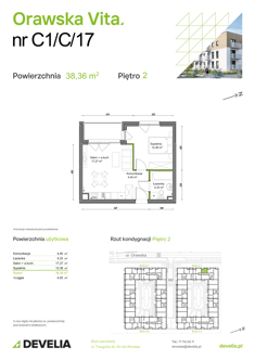 Mieszkanie, 38,36 m², 2 pokoje, 2 piętro, oferta nr C1/C/17