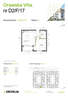 Mieszkanie, 38,36 m², 2 pokoje, 2 piętro, oferta nr D2/F/17