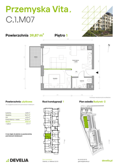 Mieszkanie, 39,87 m², 2 pokoje, 1 piętro, oferta nr C.1.M07