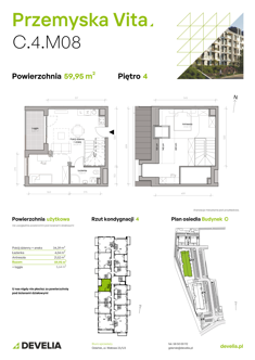 Mieszkanie, 59,95 m², 3 pokoje, 4 piętro, oferta nr C.4.M08