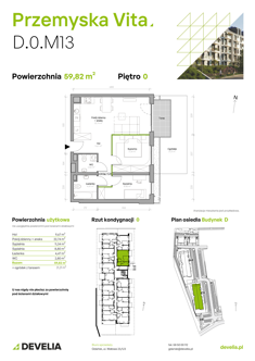 Mieszkanie, 59,82 m², 3 pokoje, parter, oferta nr D.0.M13