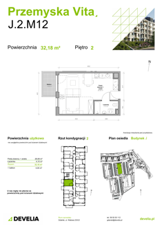 Mieszkanie, 32,18 m², 1 pokój, 2 piętro, oferta nr J.2.M12