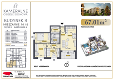 Mieszkanie, 67,01 m², 4 pokoje, 2 piętro, oferta nr B1.8