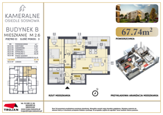 Mieszkanie, 67,74 m², 3 pokoje, 2 piętro, oferta nr B2.6