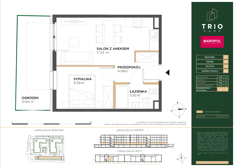 Mieszkanie, 34,92 m², 2 pokoje, parter, oferta nr C003