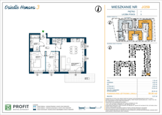 Mieszkanie, 59,09 m², 3 pokoje, 1 piętro, oferta nr 259