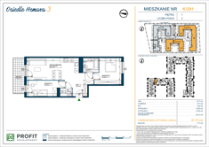 Mieszkanie, 61,75 m², 3 pokoje, 1 piętro, oferta nr 291