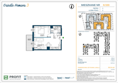 Mieszkanie, 38,34 m², 2 pokoje, 3 piętro, oferta nr 309