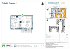 Mieszkanie, 47,12 m², 2 pokoje, 3 piętro, oferta nr 321