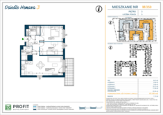 Mieszkanie, 61,60 m², 3 pokoje, 3 piętro, oferta nr 359