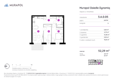 Mieszkanie, 52,29 m², 2 pokoje, parter, oferta nr 3.A.0.05