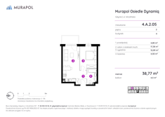 Mieszkanie, 38,77 m², 2 pokoje, 2 piętro, oferta nr 4.A.2.05