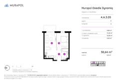 Mieszkanie, 38,64 m², 2 pokoje, 3 piętro, oferta nr 4.A.3.05