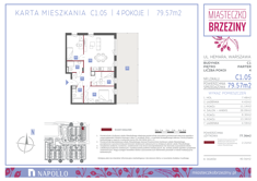 Mieszkanie, 79,57 m², 4 pokoje, parter, oferta nr C1.05