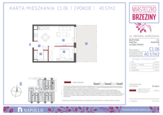 Mieszkanie, 40,57 m², 2 pokoje, parter, oferta nr C1.06