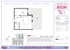 Mieszkanie, 49,36 m², 2 pokoje, parter, oferta nr C1.09