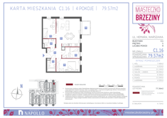 Mieszkanie, 79,57 m², 4 pokoje, 1 piętro, oferta nr C1.16