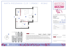 Mieszkanie, 49,36 m², 2 pokoje, 1 piętro, oferta nr C1.19