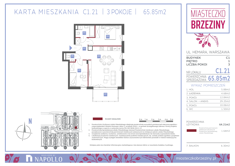 Mieszkanie, 65,85 m², 3 pokoje, 1 piętro, oferta nr C1.21