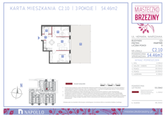 Mieszkanie, 54,46 m², 3 pokoje, parter, oferta nr C2.10