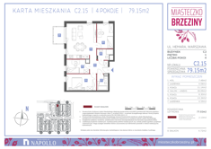 Mieszkanie, 79,15 m², 4 pokoje, 1 piętro, oferta nr C2.15