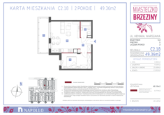 Mieszkanie, 49,36 m², 2 pokoje, 1 piętro, oferta nr C2.18