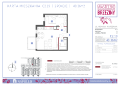 Mieszkanie, 49,36 m², 2 pokoje, 1 piętro, oferta nr C2.19