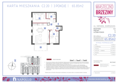 Mieszkanie, 65,85 m², 3 pokoje, 1 piętro, oferta nr C2.20