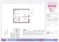 Mieszkanie, 40,57 m², 2 pokoje, 2 piętro, oferta nr C2.24