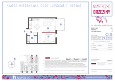 Mieszkanie, 39,52 m², 2 pokoje, 2 piętro, oferta nr C2.25