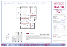 Mieszkanie, 79,15 m², 4 pokoje, 2 piętro, oferta nr C2.27