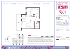 Mieszkanie, 49,36 m², 2 pokoje, 2 piętro, oferta nr C2.31