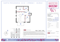 Mieszkanie, 65,85 m², 3 pokoje, 2 piętro, oferta nr C2.32