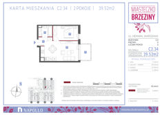 Mieszkanie, 39,52 m², 2 pokoje, 2 piętro, oferta nr C2.34