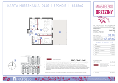 Mieszkanie, 65,85 m², 3 pokoje, parter, oferta nr D1.09