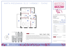 Mieszkanie, 73,47 m², 4 pokoje, 1 piętro, oferta nr D1.13