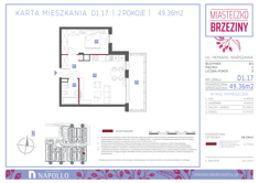 Mieszkanie, 49,36 m², 2 pokoje, 1 piętro, oferta nr D1.17