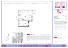 Mieszkanie, 49,36 m², 2 pokoje, 1 piętro, oferta nr D1.18