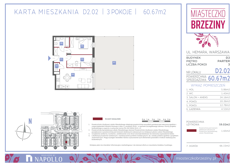 Mieszkanie, 60,67 m², 3 pokoje, parter, oferta nr D2.02