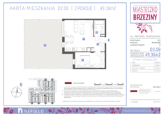 Mieszkanie, 49,36 m², 2 pokoje, parter, oferta nr D2.08