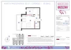 Mieszkanie, 49,36 m², 2 pokoje, 1 piętro, oferta nr D2.17