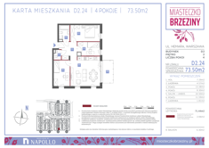 Mieszkanie, 73,50 m², 4 pokoje, 2 piętro, oferta nr D2.24