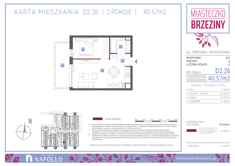 Mieszkanie, 40,57 m², 2 pokoje, 2 piętro, oferta nr D2.26