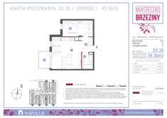 Mieszkanie, 49,36 m², 2 pokoje, 2 piętro, oferta nr D2.28