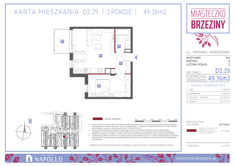 Mieszkanie, 49,36 m², 2 pokoje, 2 piętro, oferta nr D2.29